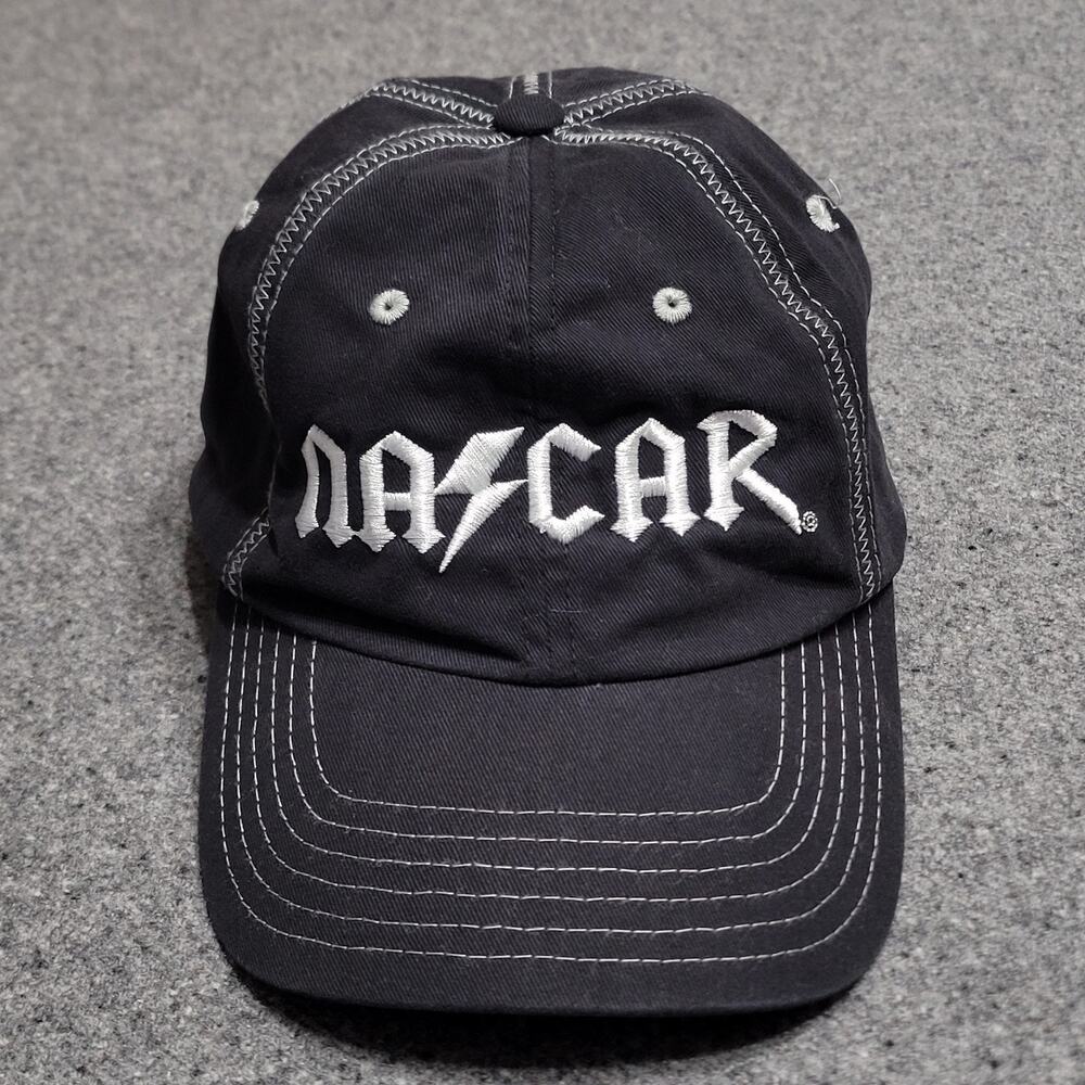 Nascar Hat Baseball Dad Cap Mens Black Cal Naughton Jr Talladega Nights Acdc